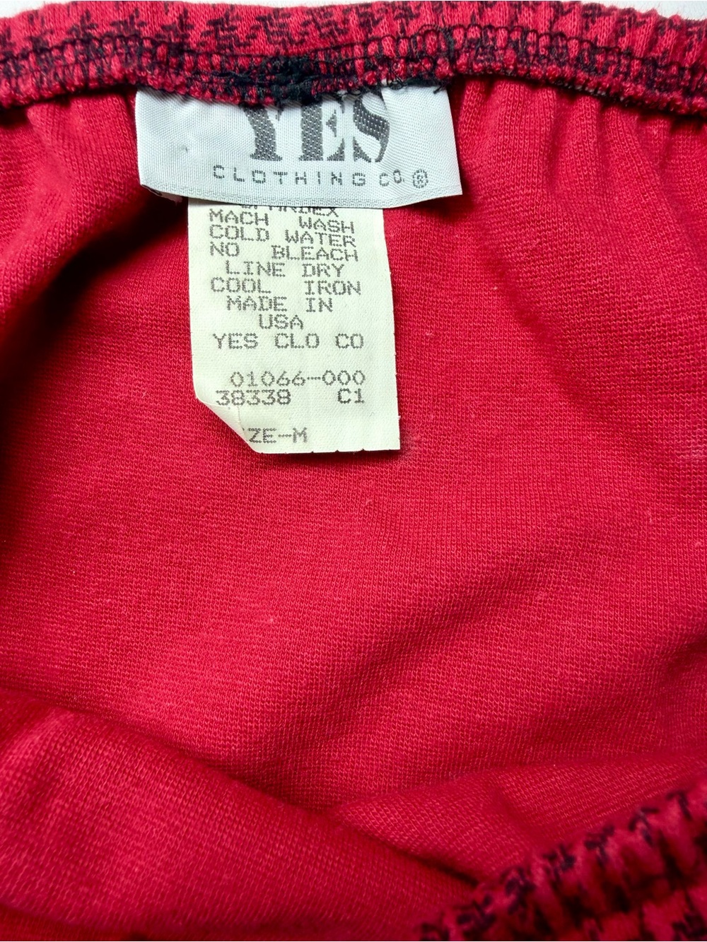 VTG 90s Yes Clothing Co Red Black Houndstooth Stretch Pencil Skirt Women’s M - Picture 2 of 4
